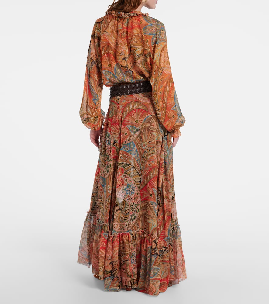 Printed silk maxi skirt