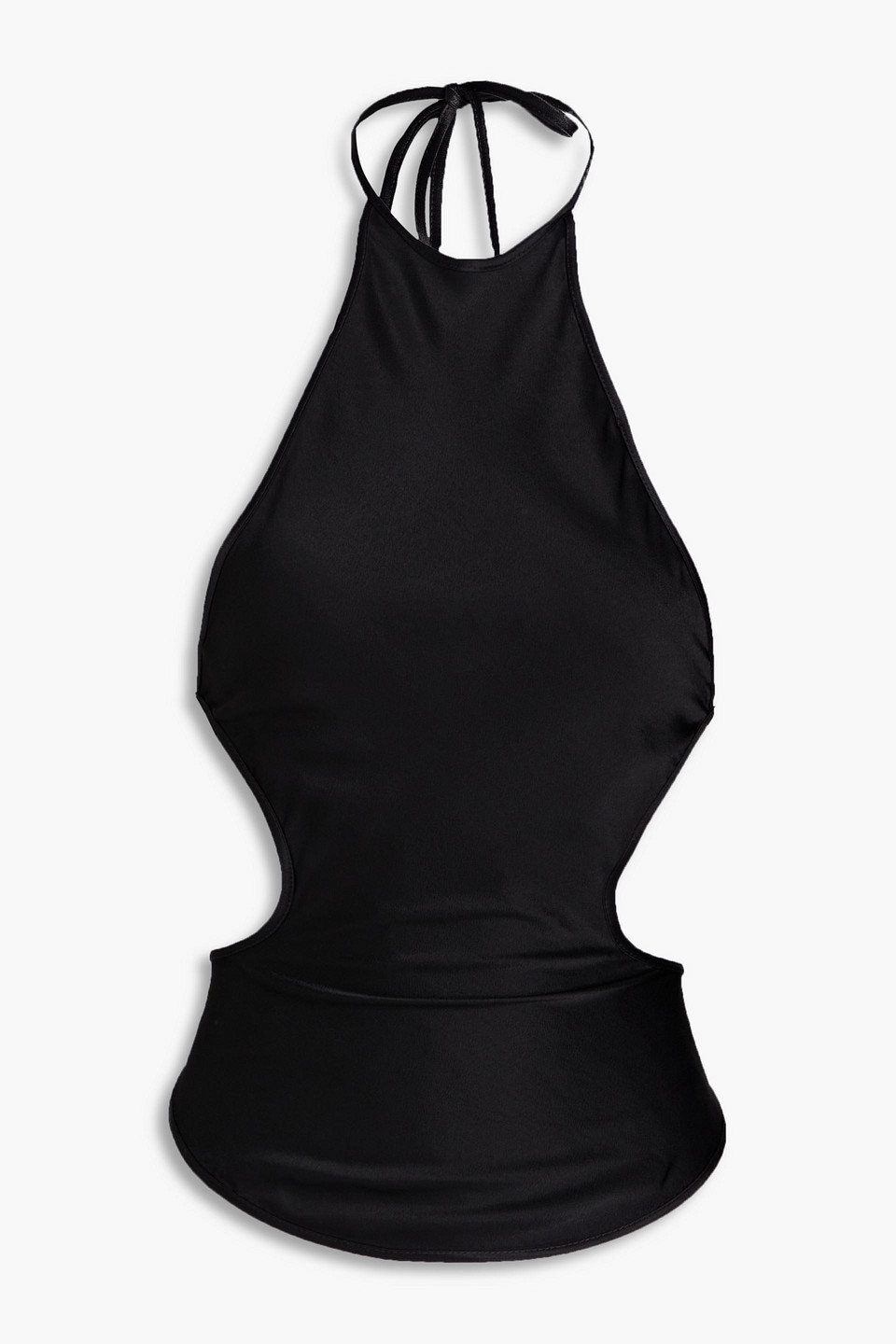 Cutout crepe-satin halterneck top