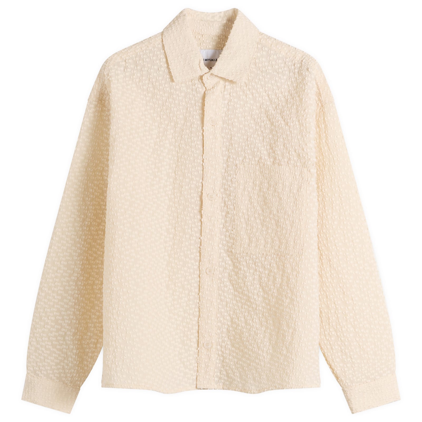 Men's Ribbon Jacquard Box Dress Shirt Ecru