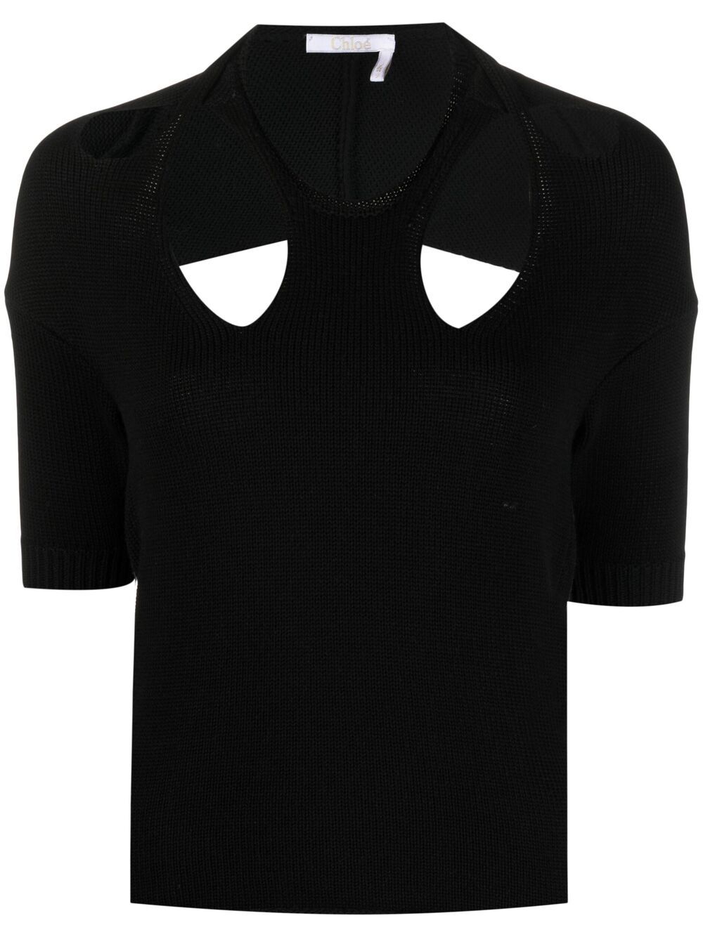 Cut-out knitted top - Black