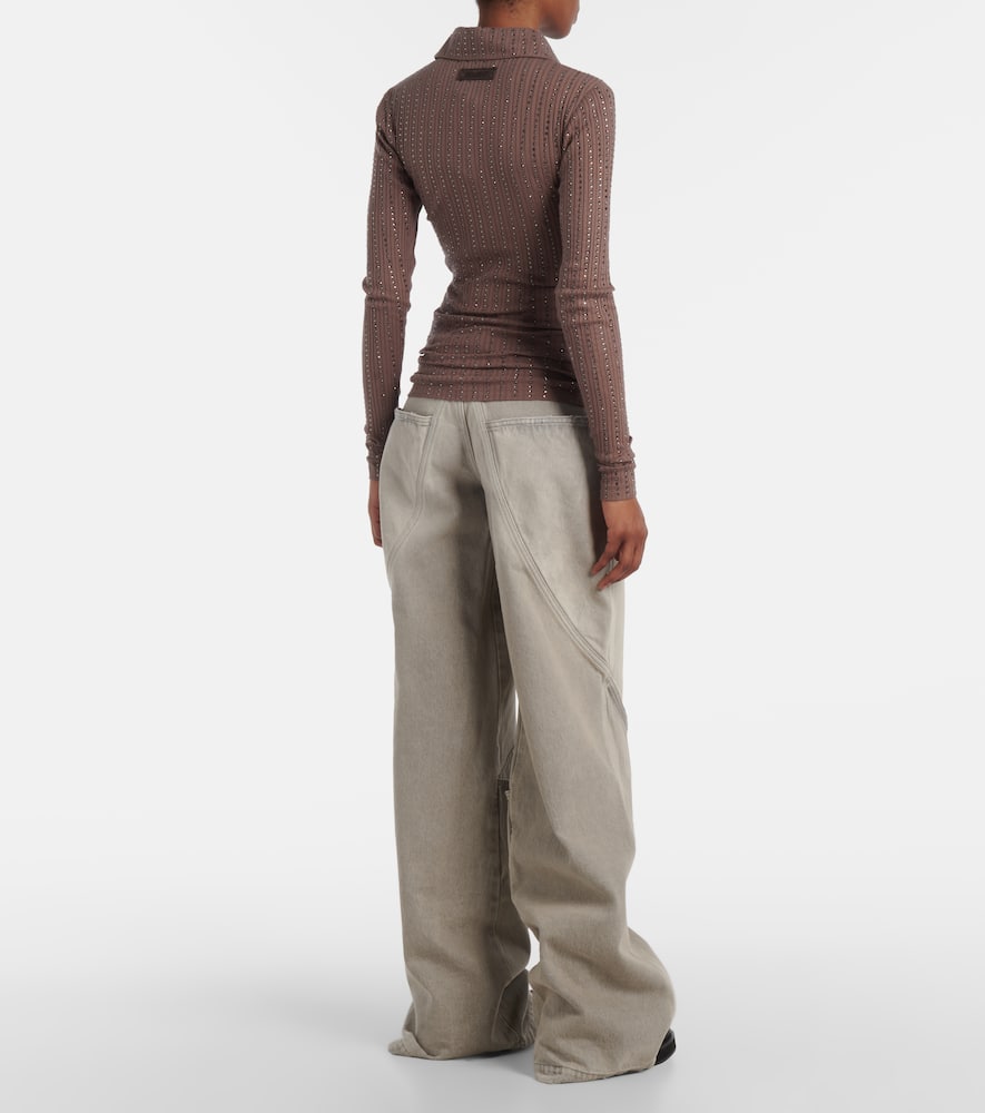The Attico Embellished cotton polo sweater