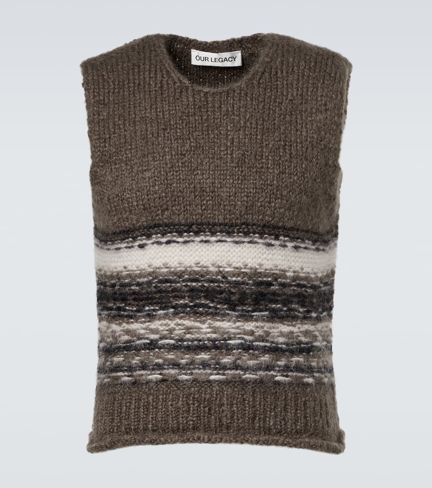 Pleaser striped wool and mohair sweater vest