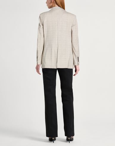 Woman Blazer Sand Size 6 Cotton, Elastane