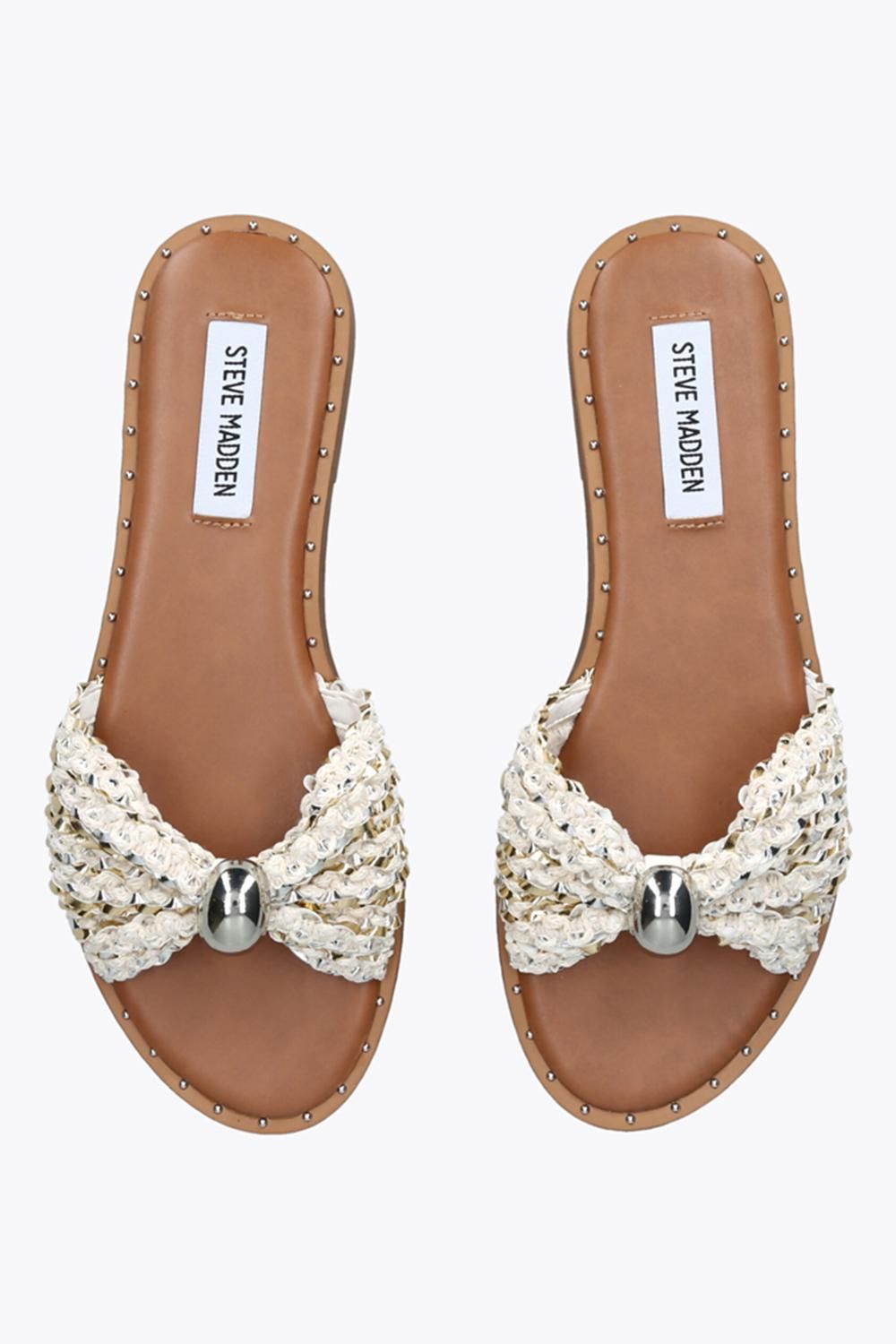 STEVE MADDEN Women's 'Dipsy Cream' Fabric Sandals in Crea