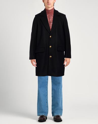 Maison Kitsuné Man Coat Black Size L Wool, Polyamide