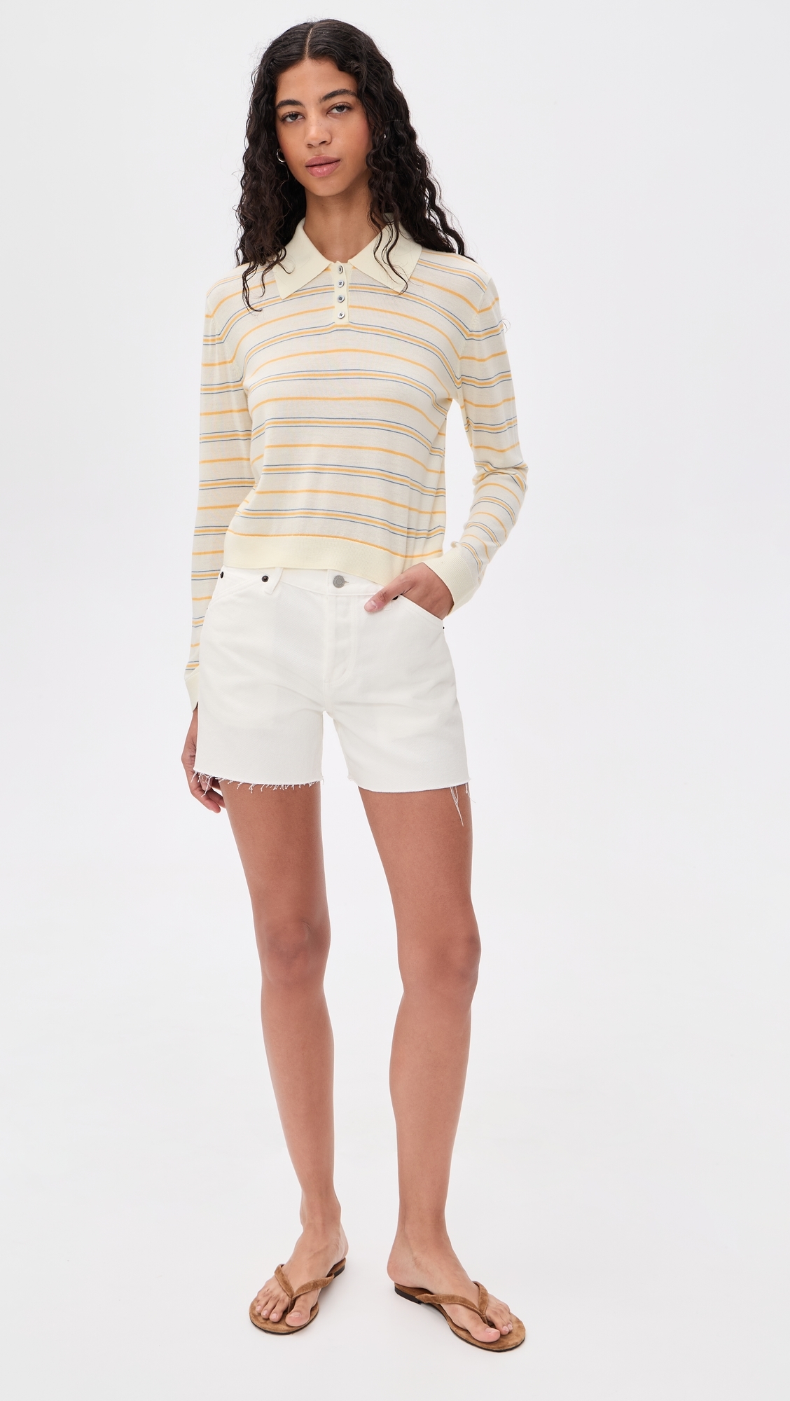 Cut Off Twill Shorts Milk