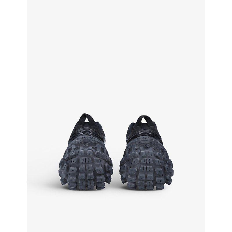 Womens Black Men's Bouncer Tire-sole Mesh and Shell Low-top Leather Trainers