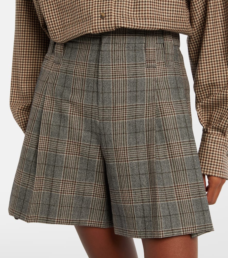 Checked virgin wool shorts