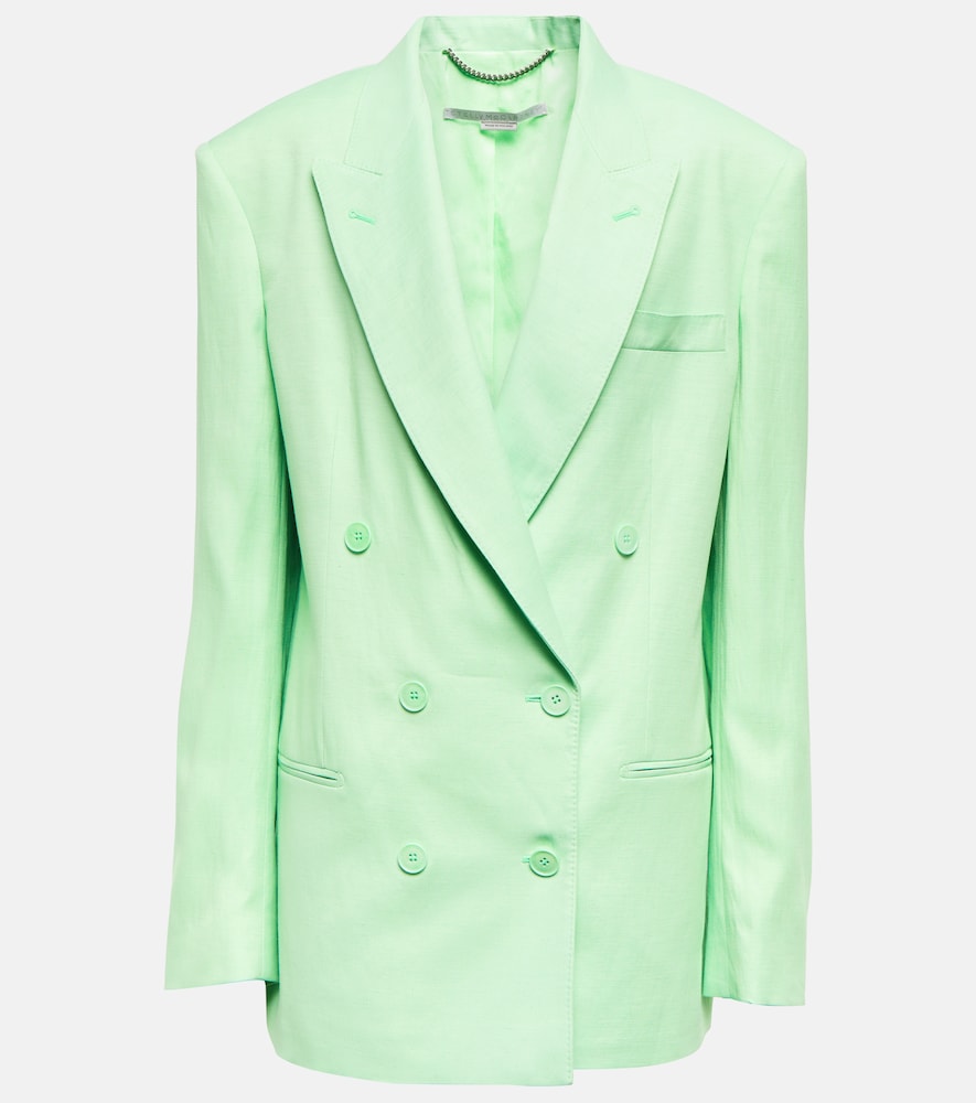 Double-breasted linen-blend blazer