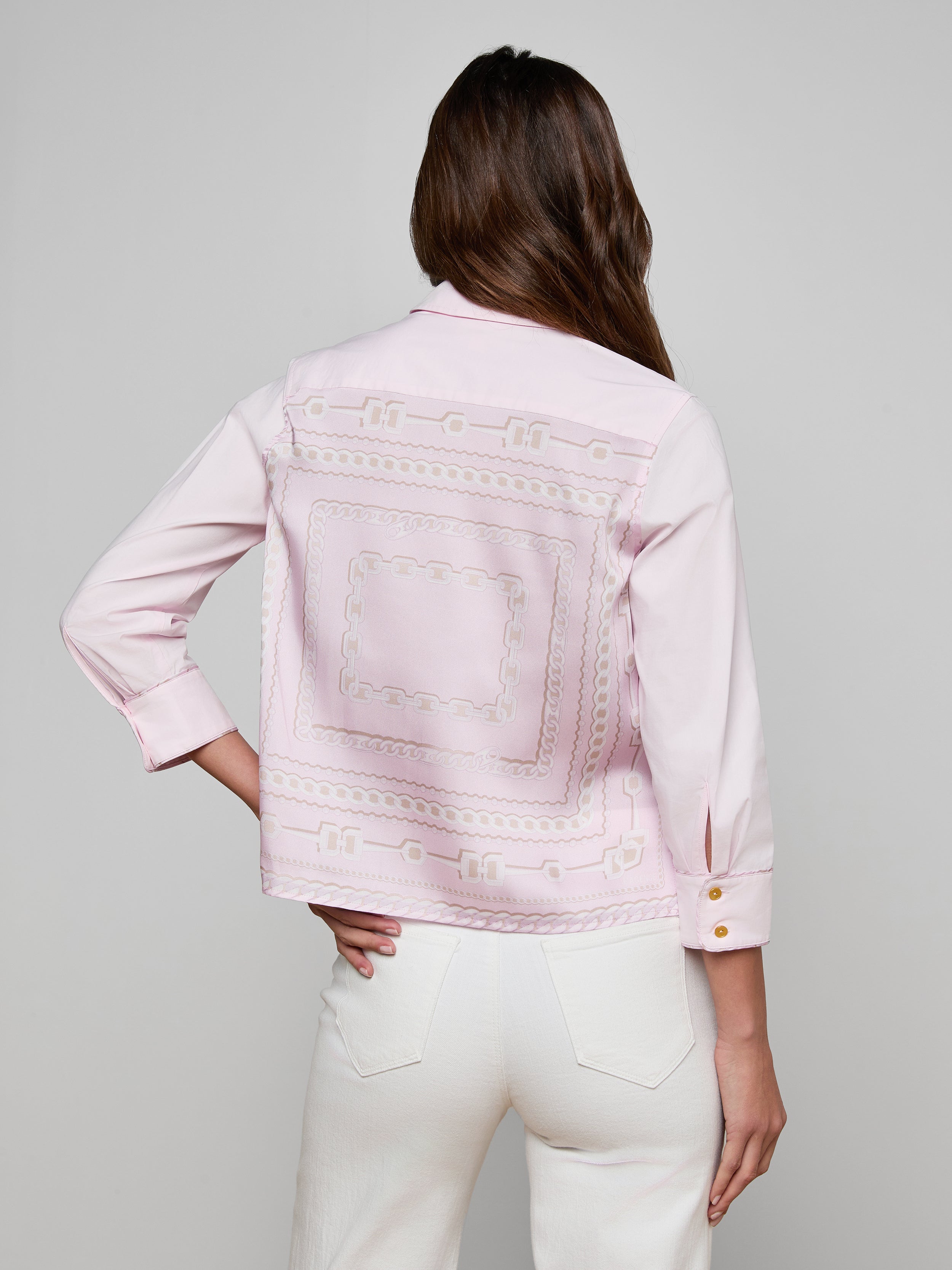 Fawn Shirt In Pale Cameo Graphic Chain Scarf