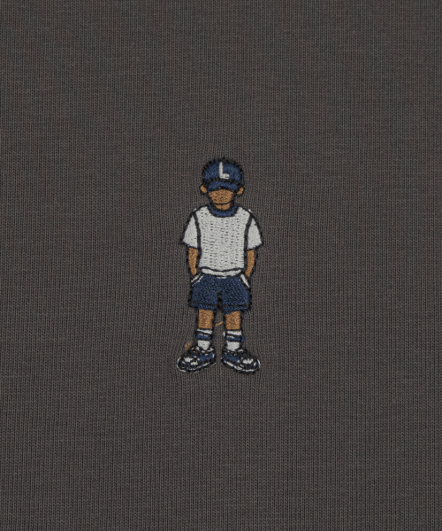 Letterboy Embroidery Short Sleeve T-Shirt Charcoal