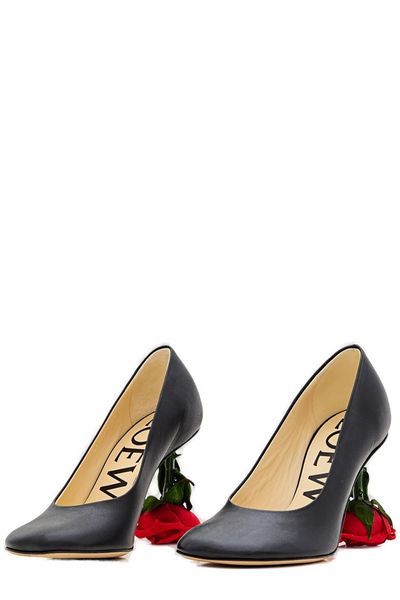 Loewe Rose Heel Square Toe Pumps