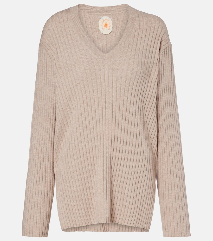 Ribbed-knit cotton and cashmere sweater