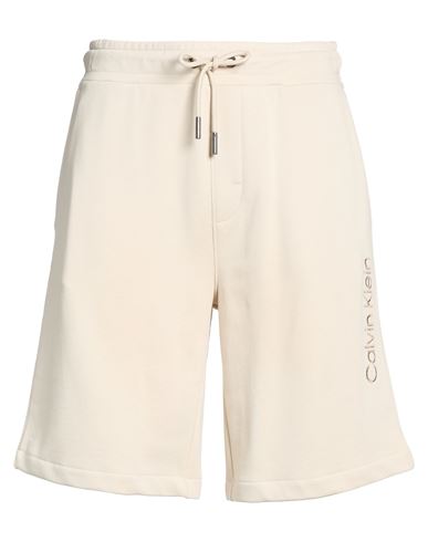 Man Shorts & Bermuda Shorts Cream Size L Cotton