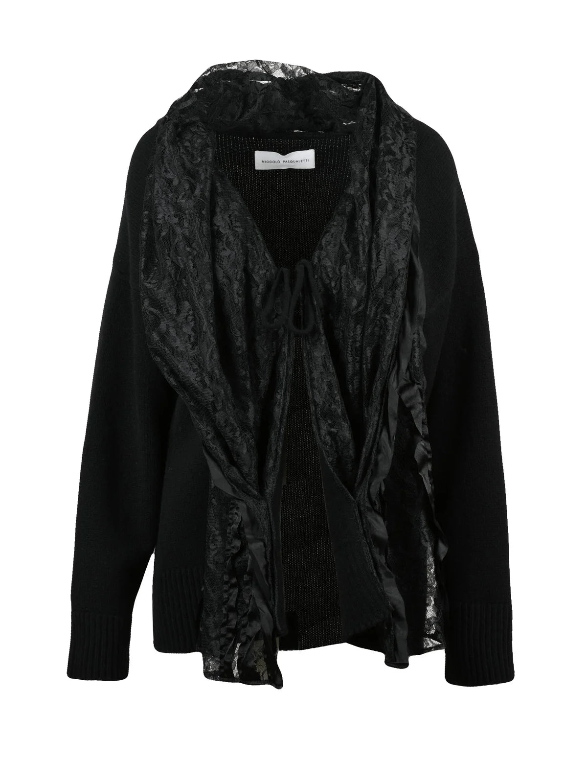 Black Centrino Merino Wool-Cashmere Cardigan