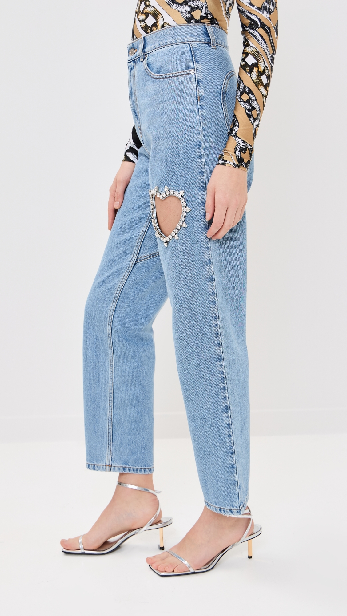 Crystal Heart Jeans Light Blue