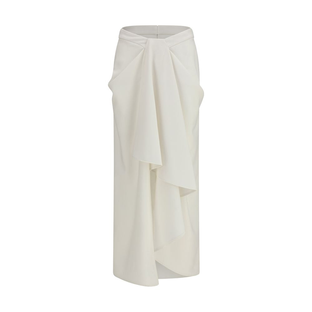 Draped Merino Wool & Mohair Skirt — White