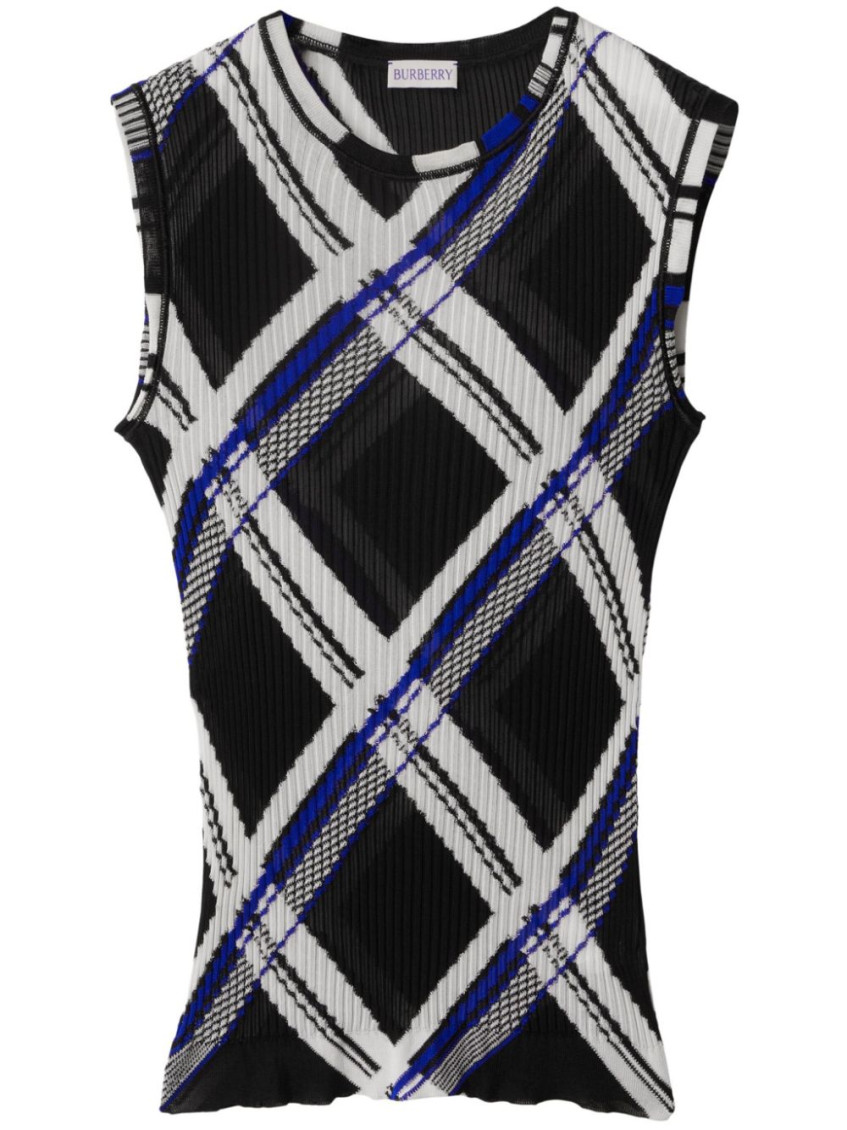 Burberry Men's Check Silk Top in Black | Size Small | 8087291A1003