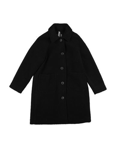 Kid Kid Girl Coat Black Size 12 Viscose, Wool, Polyurethane, Polyester, Elastane