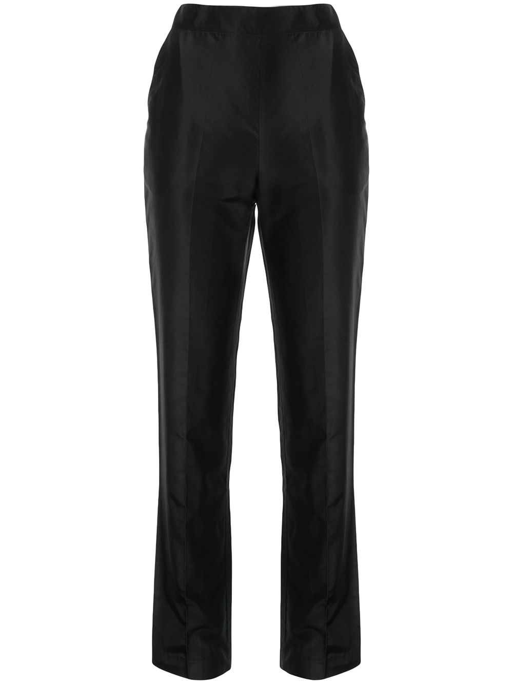 High-waisted silk trousers - Black