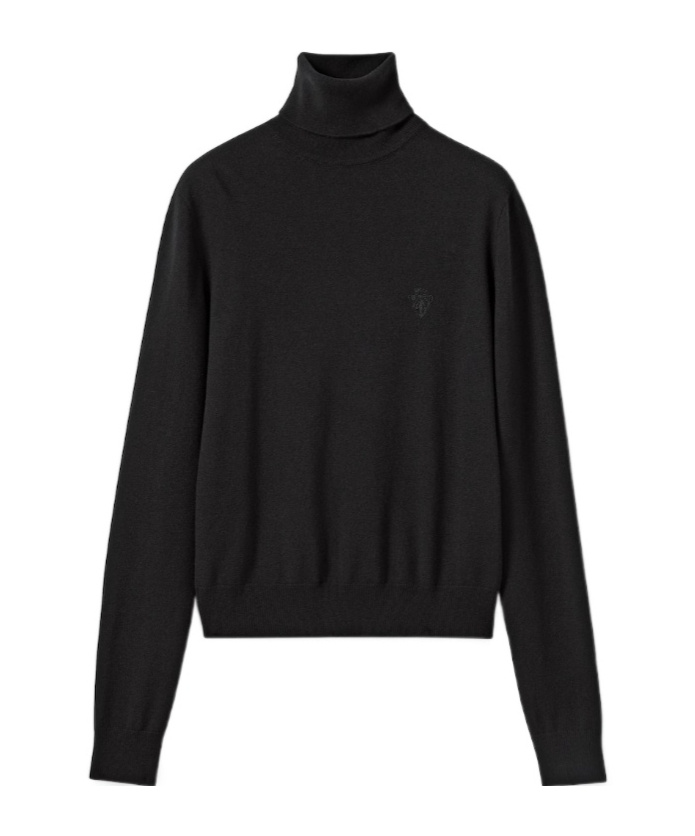 Knit wool turtleneck with embroidery