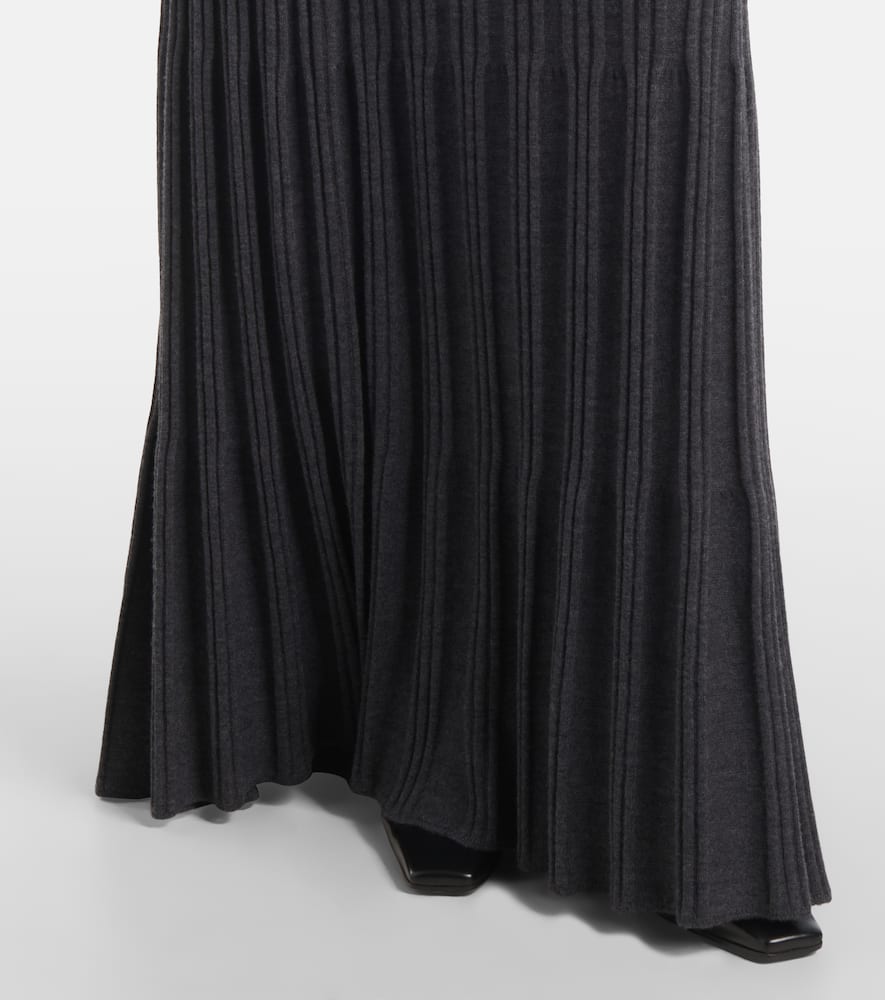 Merino ribbed-knit wool maxi skirt