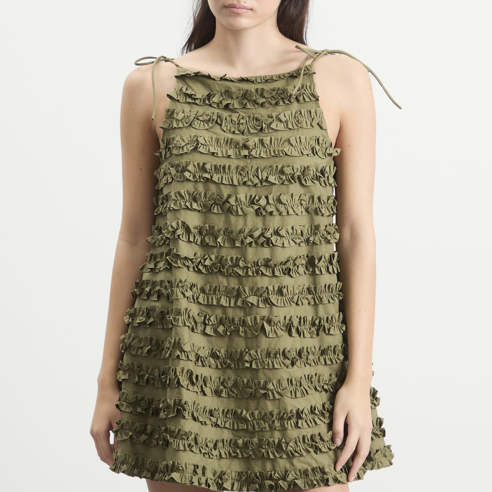 Women's Leili Ruffle Mini Dress in Olive