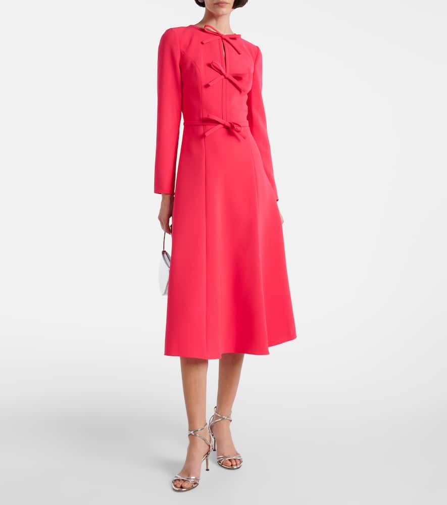 Bow-detail crêpe midi dress