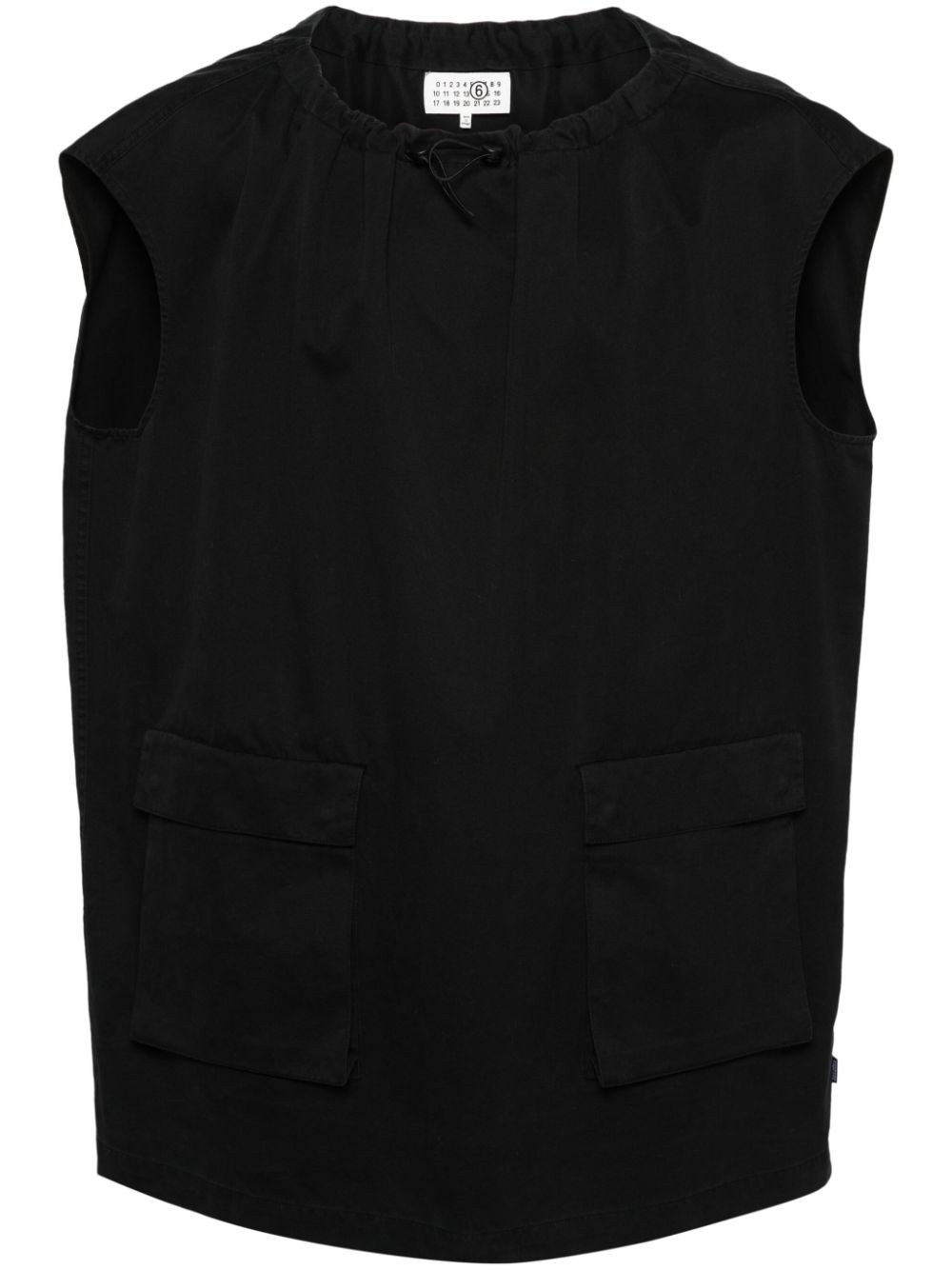 Gathered-neck cotton dress - Black