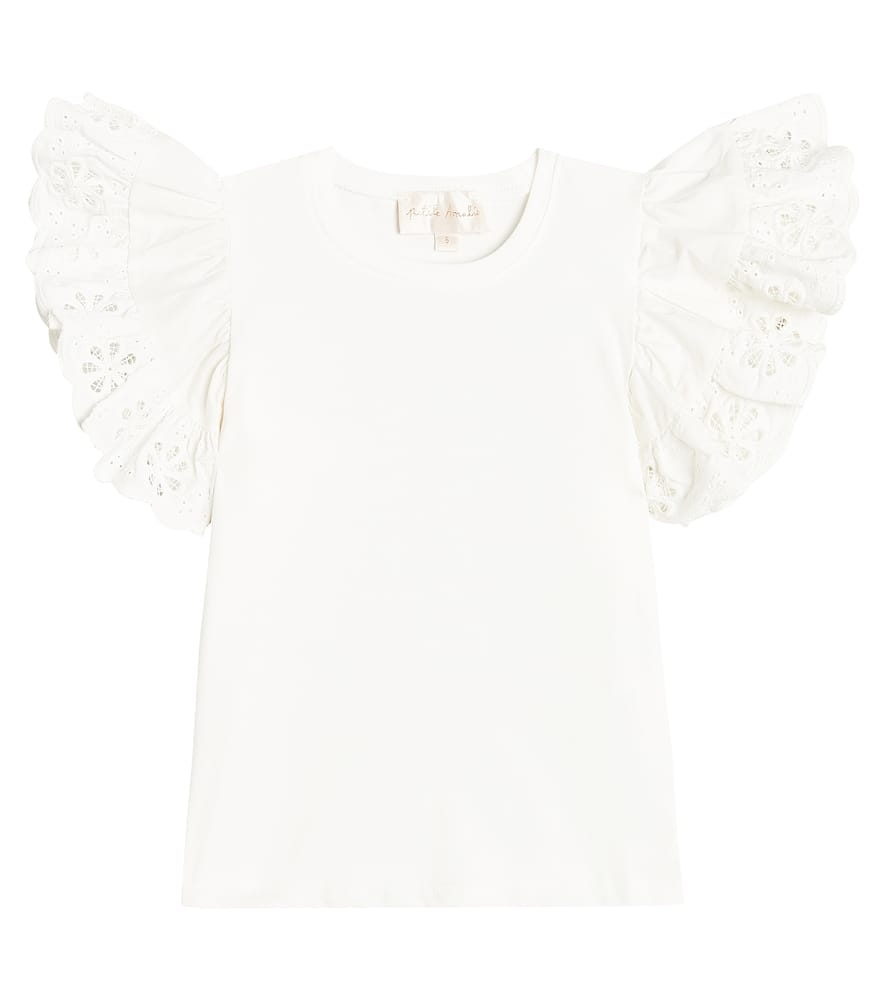 Petite Amalie Ruffled lace-trimmed cotton shirt