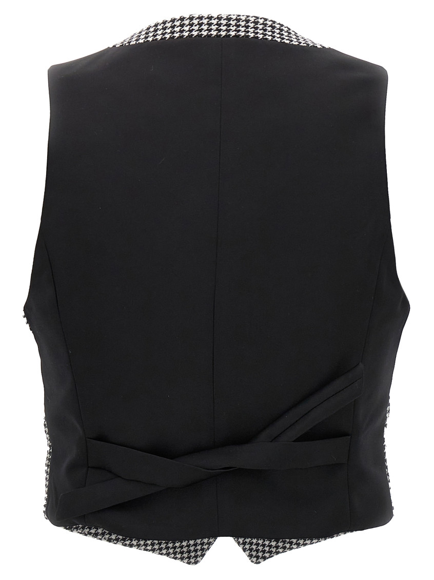 -Houndstooth Vest Gilet Bianco/Nero-Donna