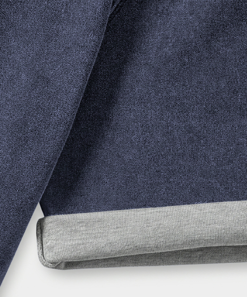 Color-blocked layered roll-up short-sleeve T-shirt_Pigment Navy