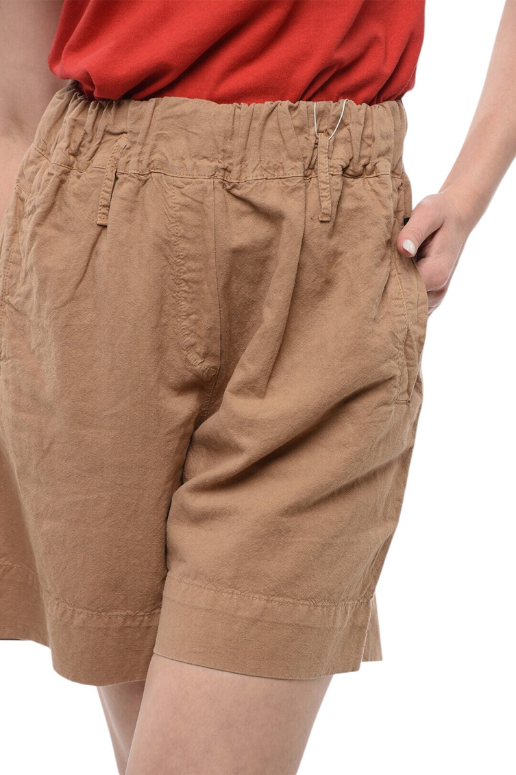 Beige Solid Shorts