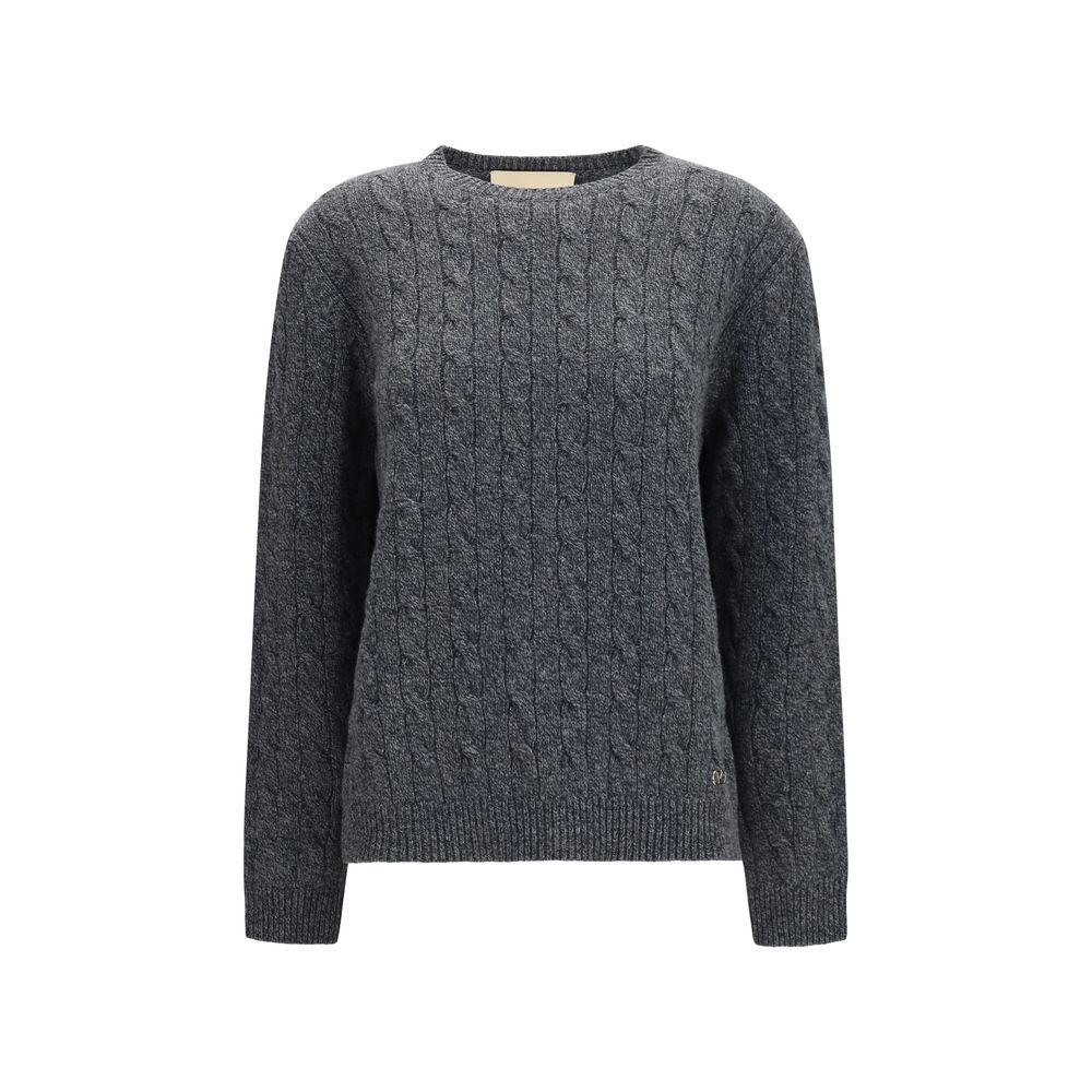Cable-Knit Merino Wool Sweater — Gray