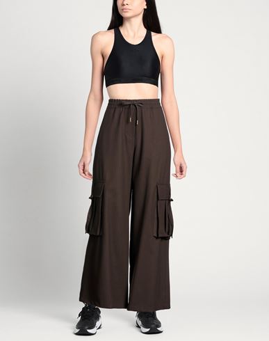 Woman Pants Dark brown Size M Polyester, Viscose, Elastomultiester