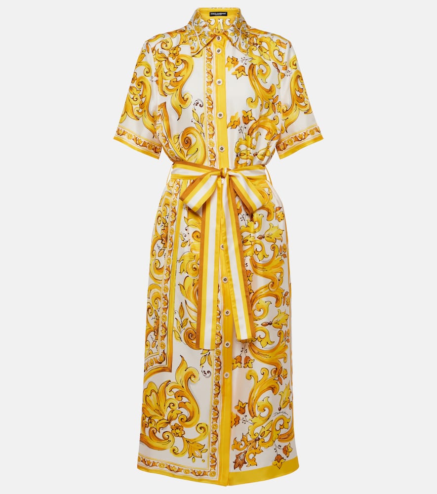 Majolica silk twill shirt dress