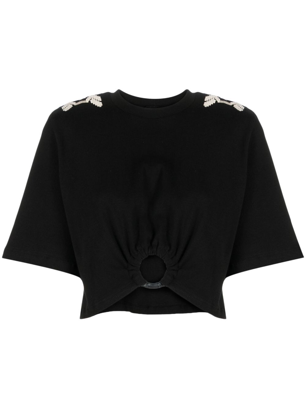 Ensenada embroidered cropped T-shirt - Black