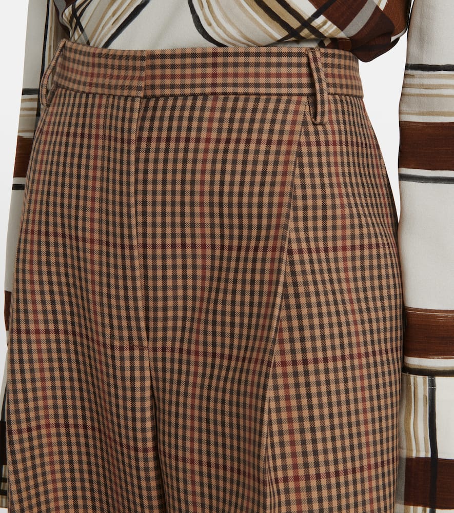 Checked wool wide-leg pants