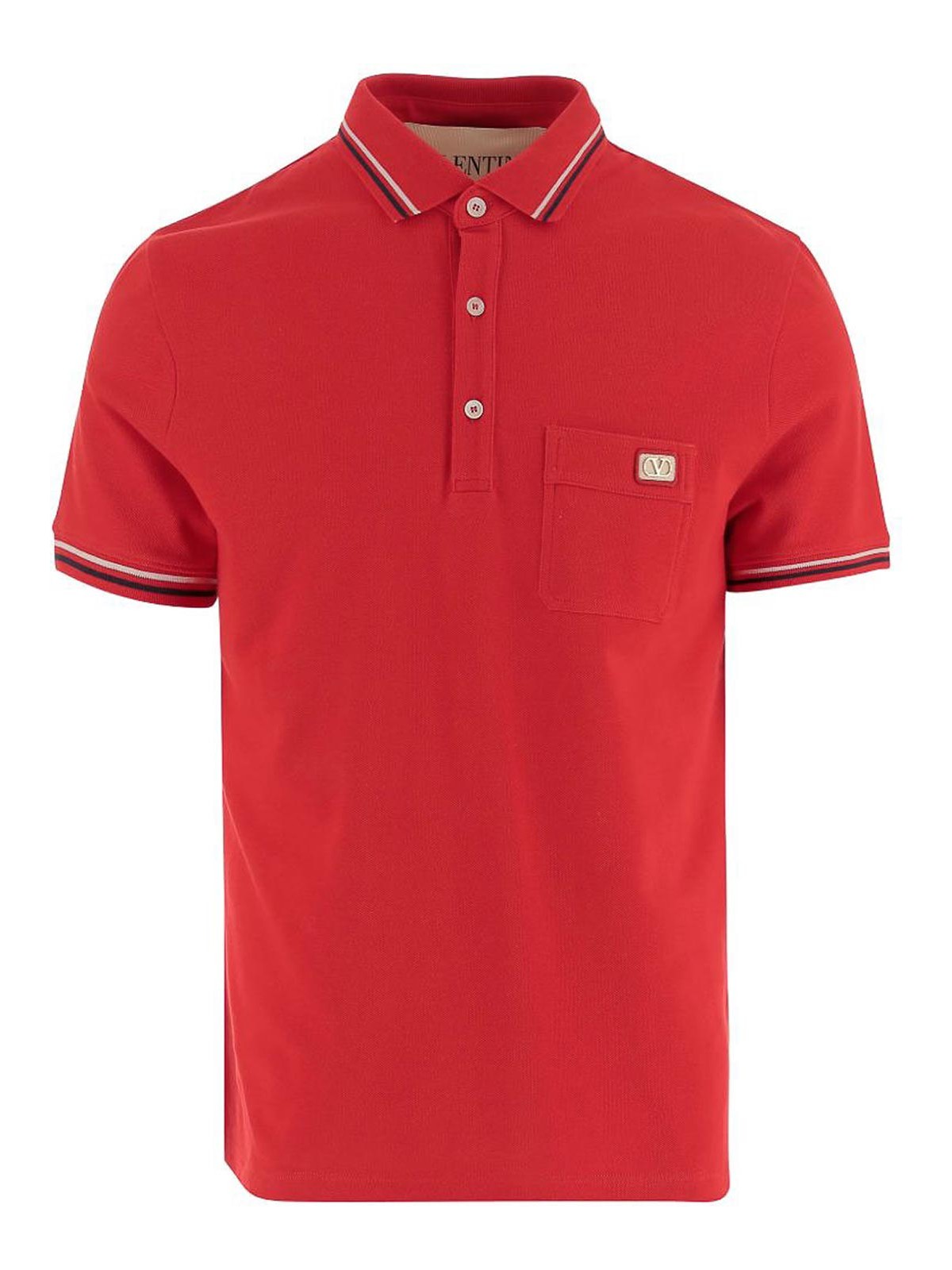 Cotton Pique Polo Shirt With Vlogo Patch