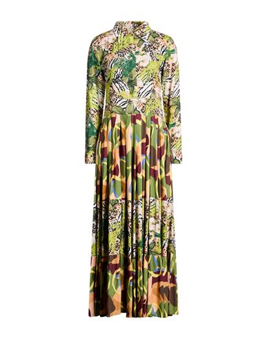 Woman Maxi dress Military green Size L Viscose