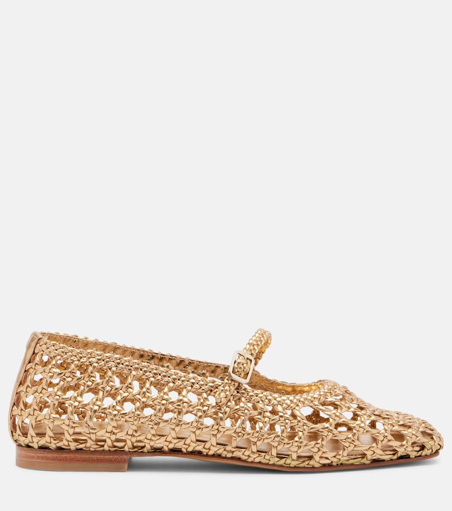 Paris woven leather Mary Jane flats