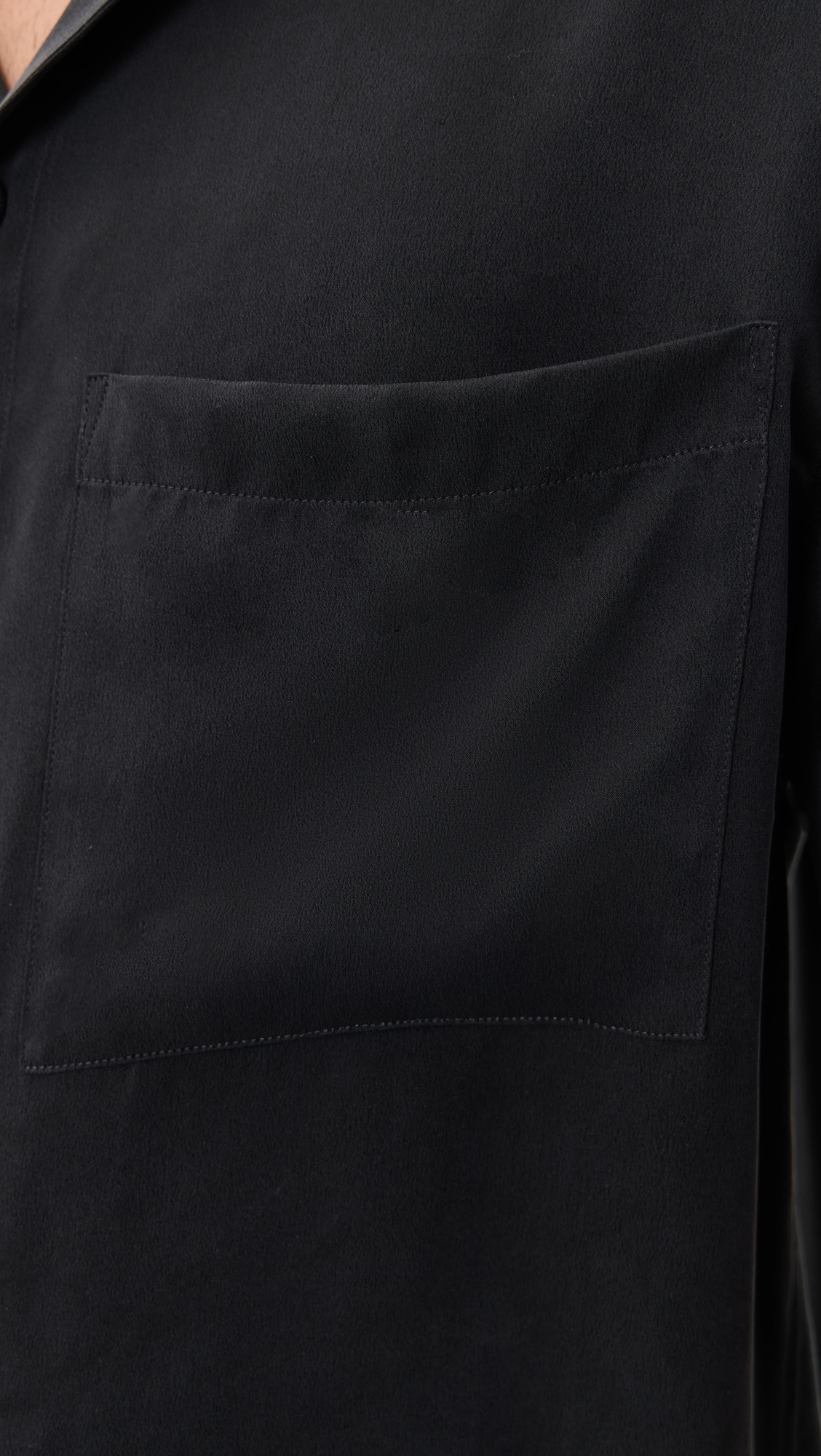 Washable Silk Button Up Short Set Immersed Black