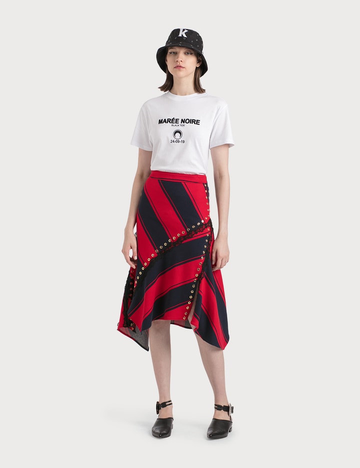 Stripy Asymmetrical Midi Skirt