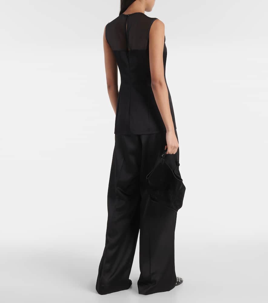 Sasmo silk-paneled satin top