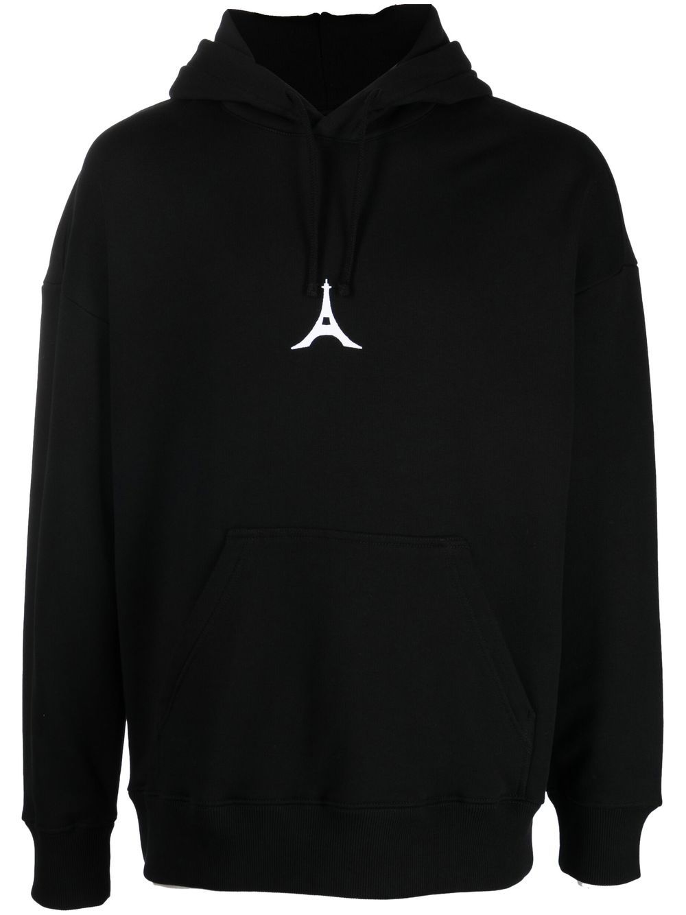 Logo-patch cotton hoodie - Black