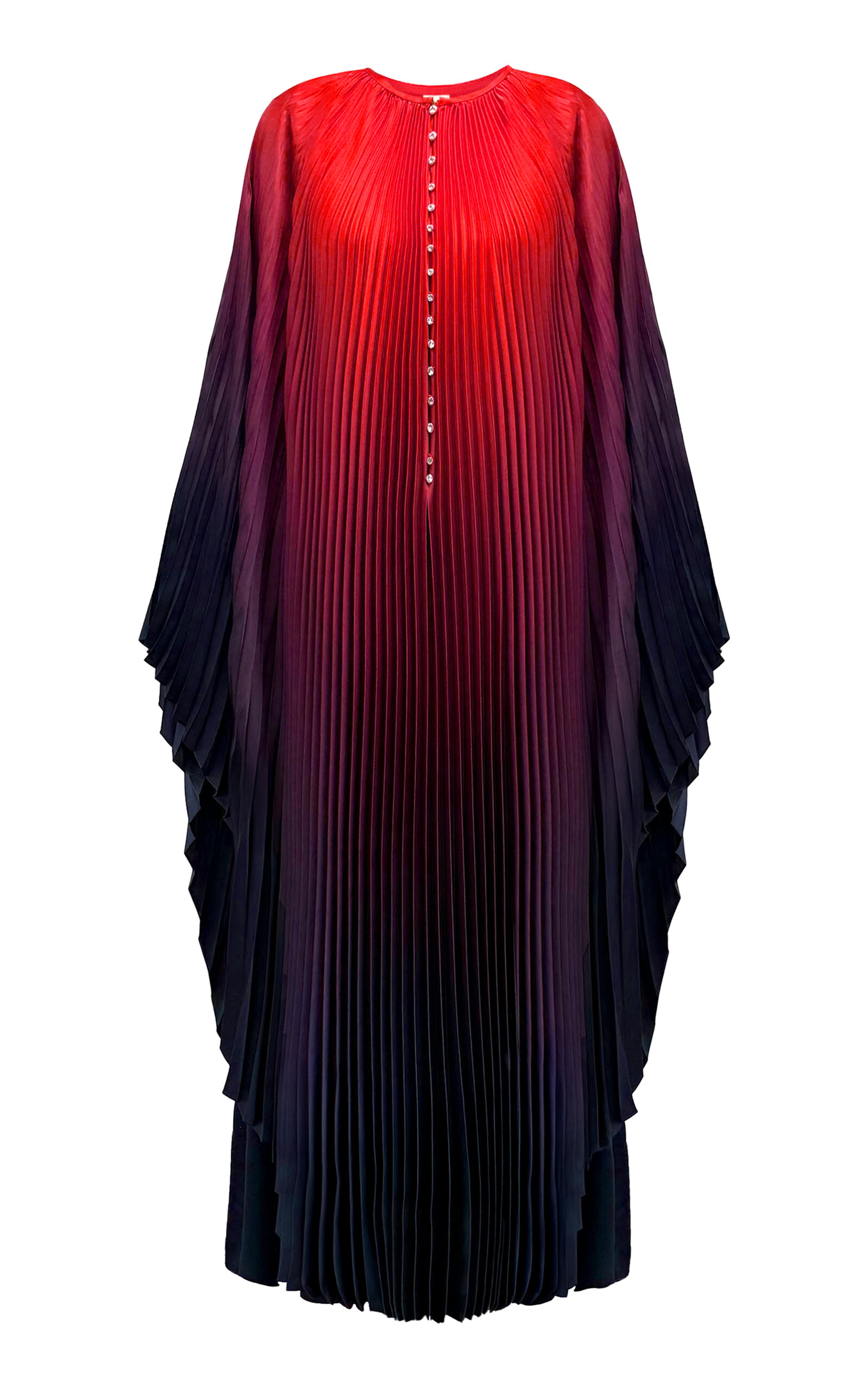 Ombré-Printed Plissé Caftan Dress - Moda Operandi