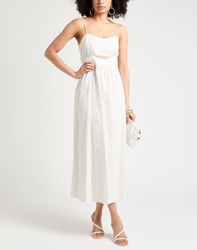 Twinset Woman Maxi dress White Size 14 Cotton, Linen, Polyamide, Polyester, Viscose