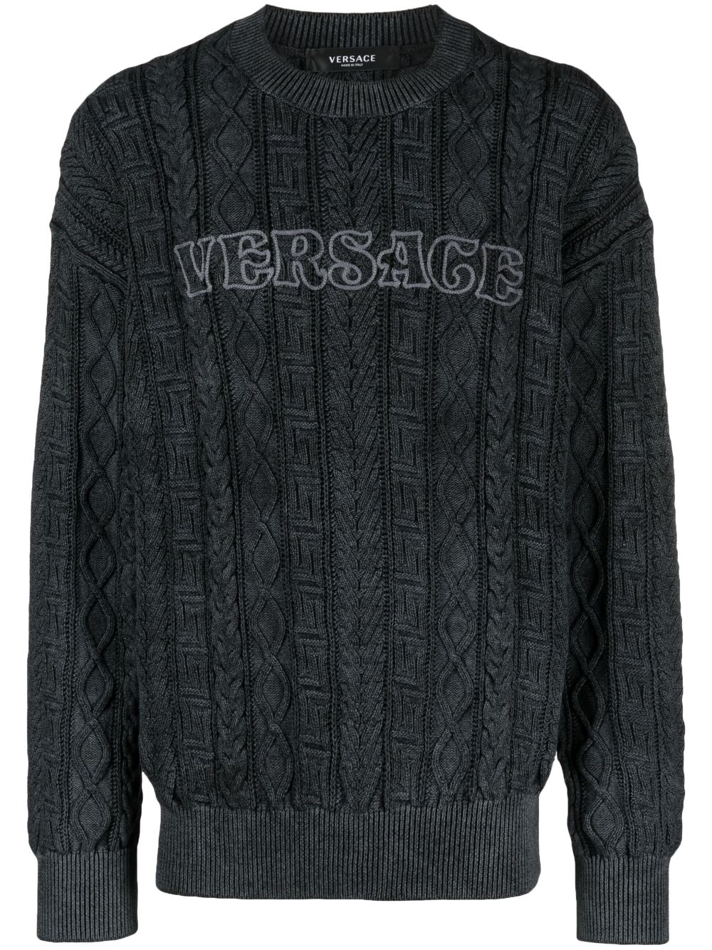 Logo-embroidered crew neck jumper - Black