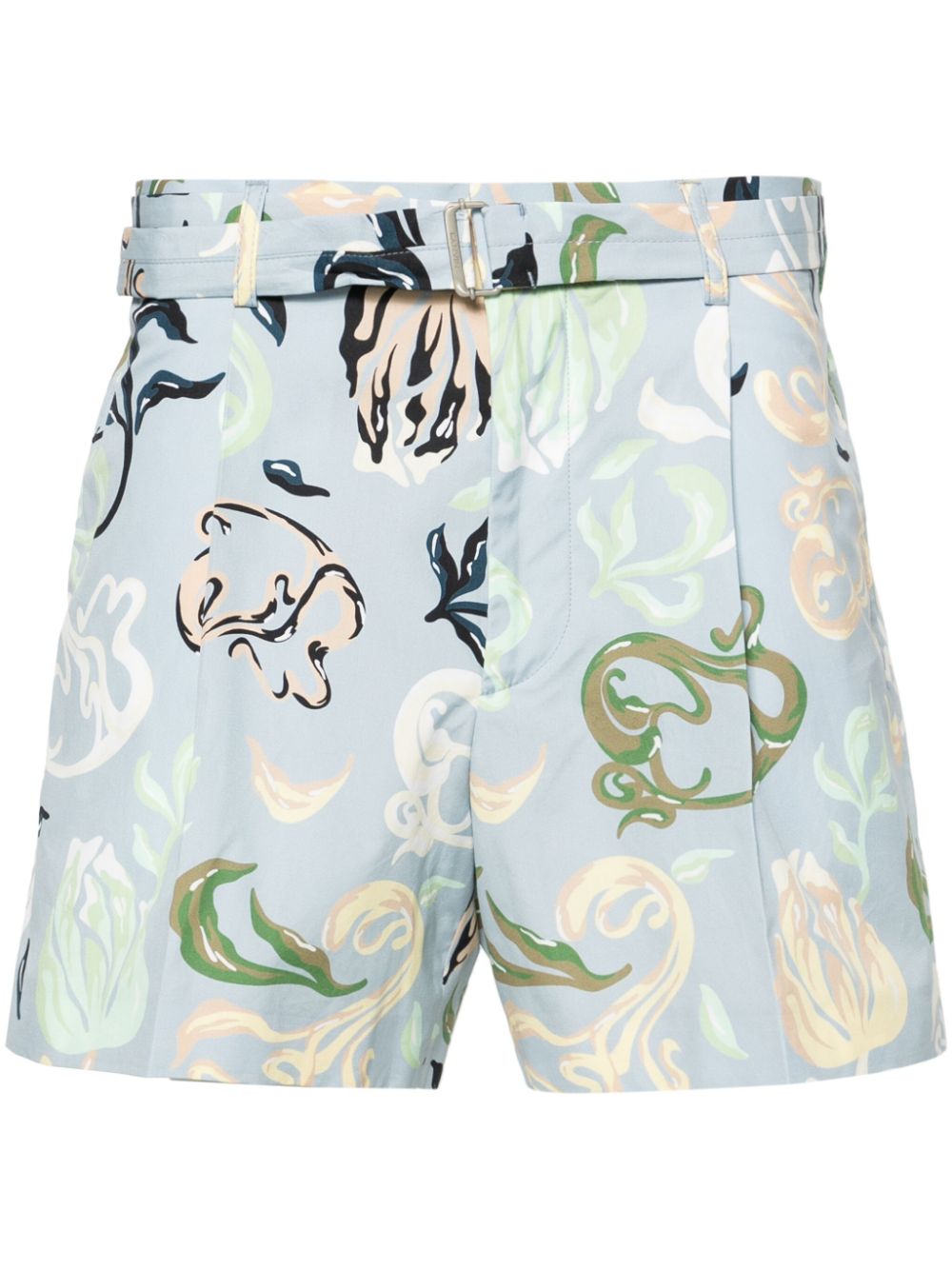 Abstract-print bermuda shorts - Blue