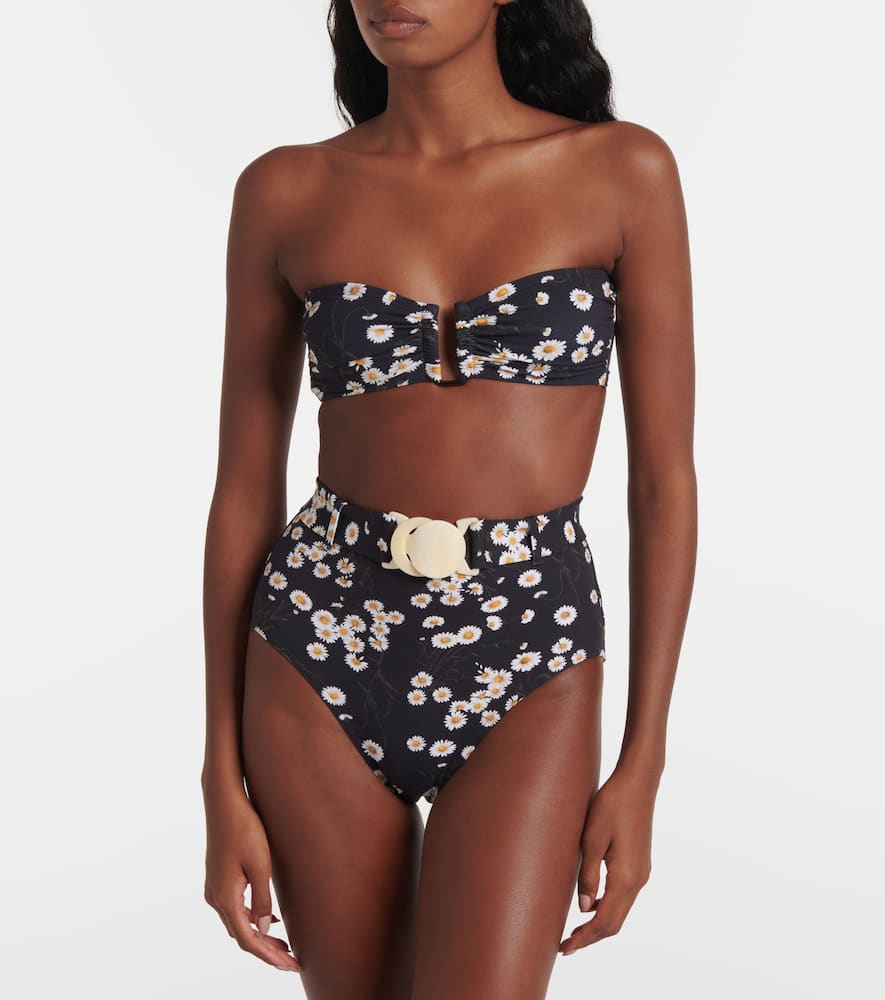 Discret floral high-rise bikini bottoms